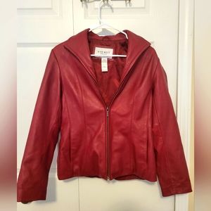 Women's genuine leather red jacket, size small